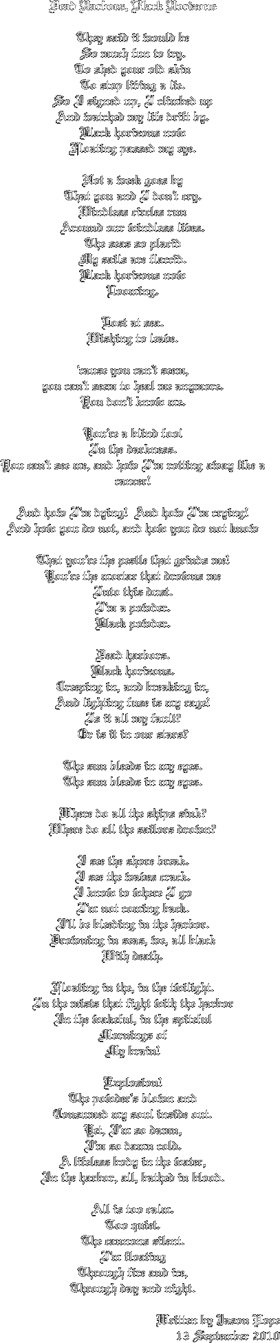 Dead Harbors, Black Horizons